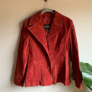 Wilsons Leather Red Suede Blazer Jacket Size M